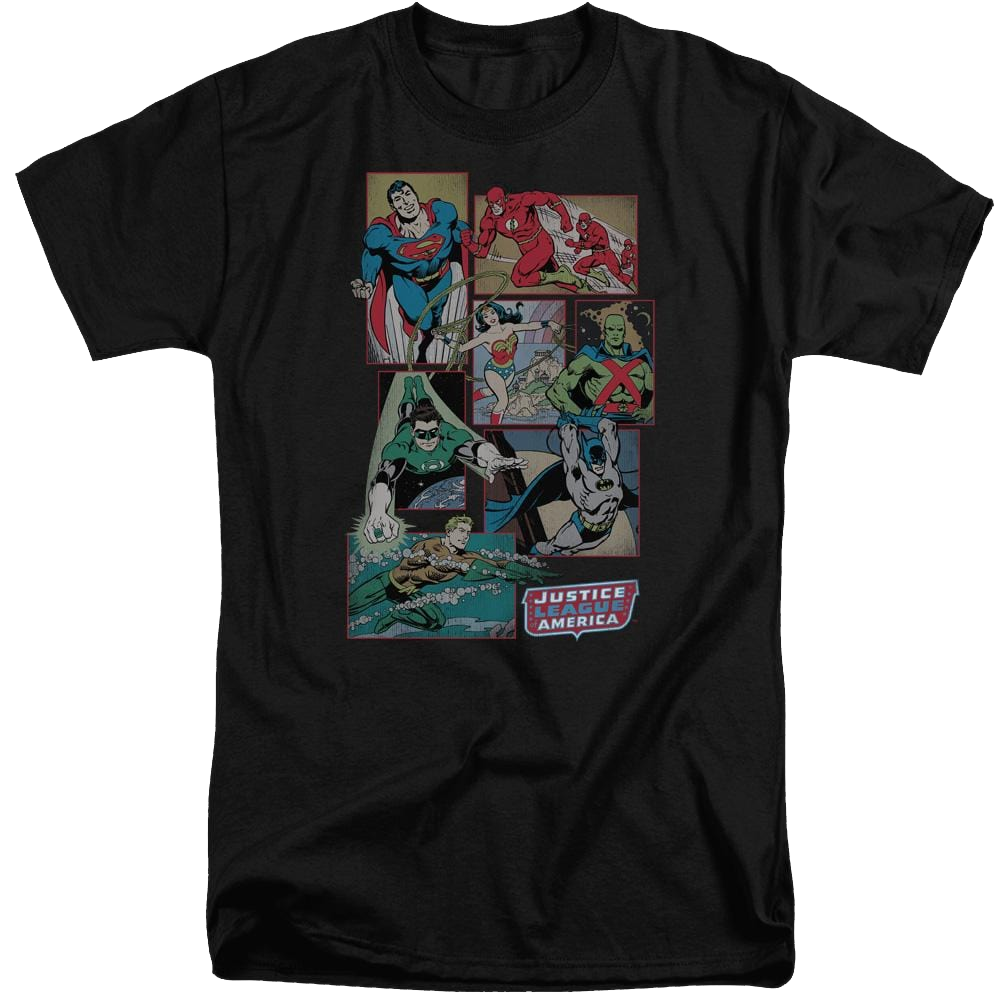 DC Comics Justice League Boxes - Men's Tall Fit T-Shirt Men's Tall Fit T-Shirt Justice League