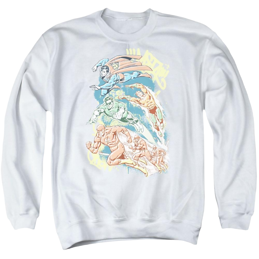 DC Comics Halftone League - Men's Crewneck Sweatshirt Men's Crewneck Sweatshirt Justice League