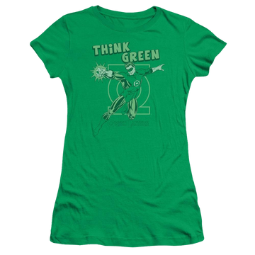 Kelly green juniors t-shirt with Green Lantern DC Comics Think Green graphic