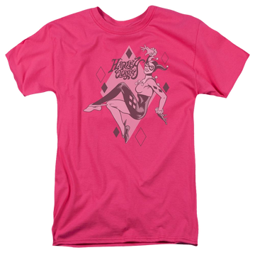 Hot pink men's regular fit t-shirt with Harley Quinn graphic
