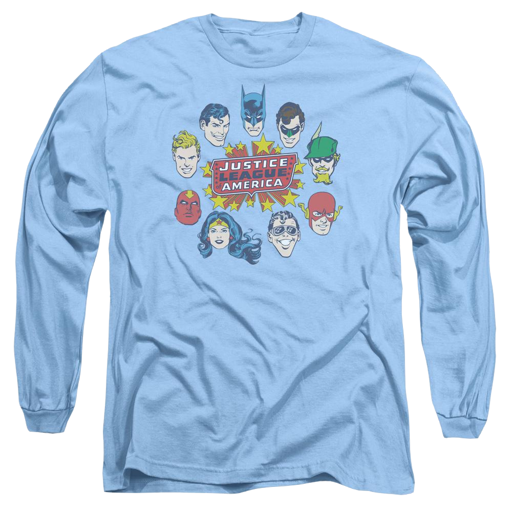 DC Comics Justice Head Circle - Men's Long Sleeve T-Shirt Men's Long Sleeve T-Shirt Justice League