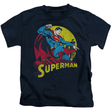Navy kid's t-shirt for ages 4 to 7 with Superman Big Blue graphic