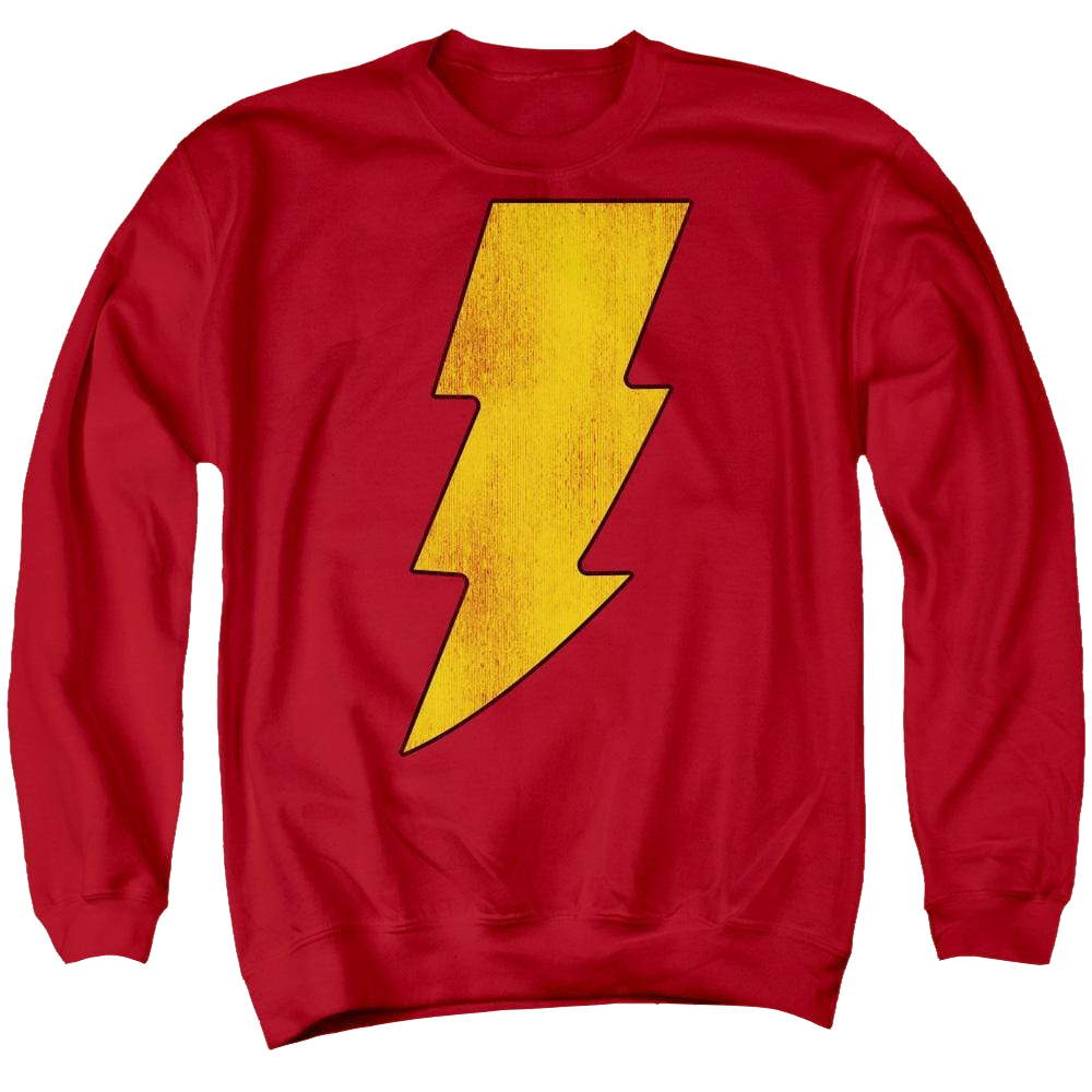 DC Comics Shazam Logo Distressed - Men's Crewneck Sweatshirt Men's Crewneck Sweatshirt Shazam