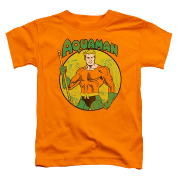 Orange toddler t-shirt with Aquaman graphic