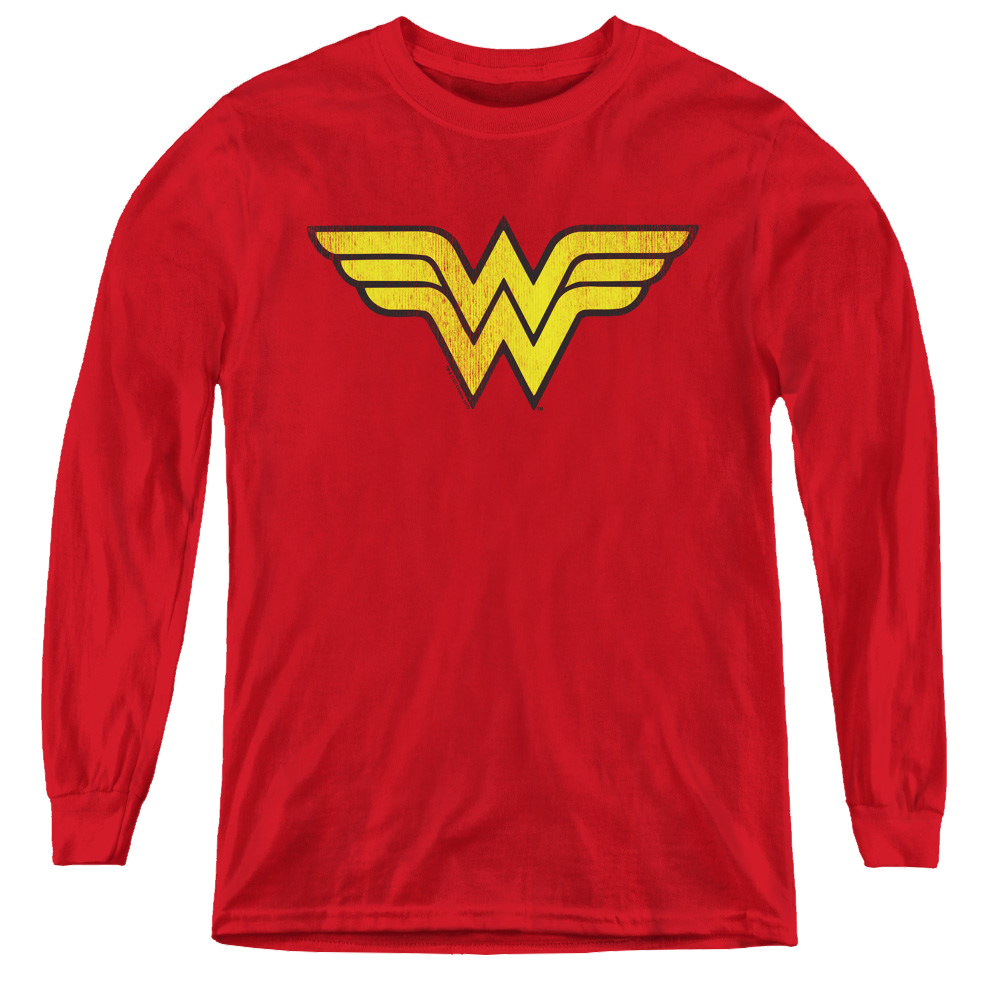 Wonder Woman Wonder Woman Logo Dist - Youth Long Sleeve T-Shirt Youth Long Sleeve T-Shirt Wonder Woman