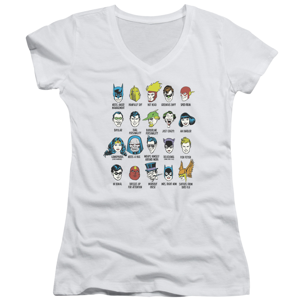 DC Comics Superhero Issues - Juniors V-Neck T-Shirt Juniors V-Neck T-Shirt Justice League