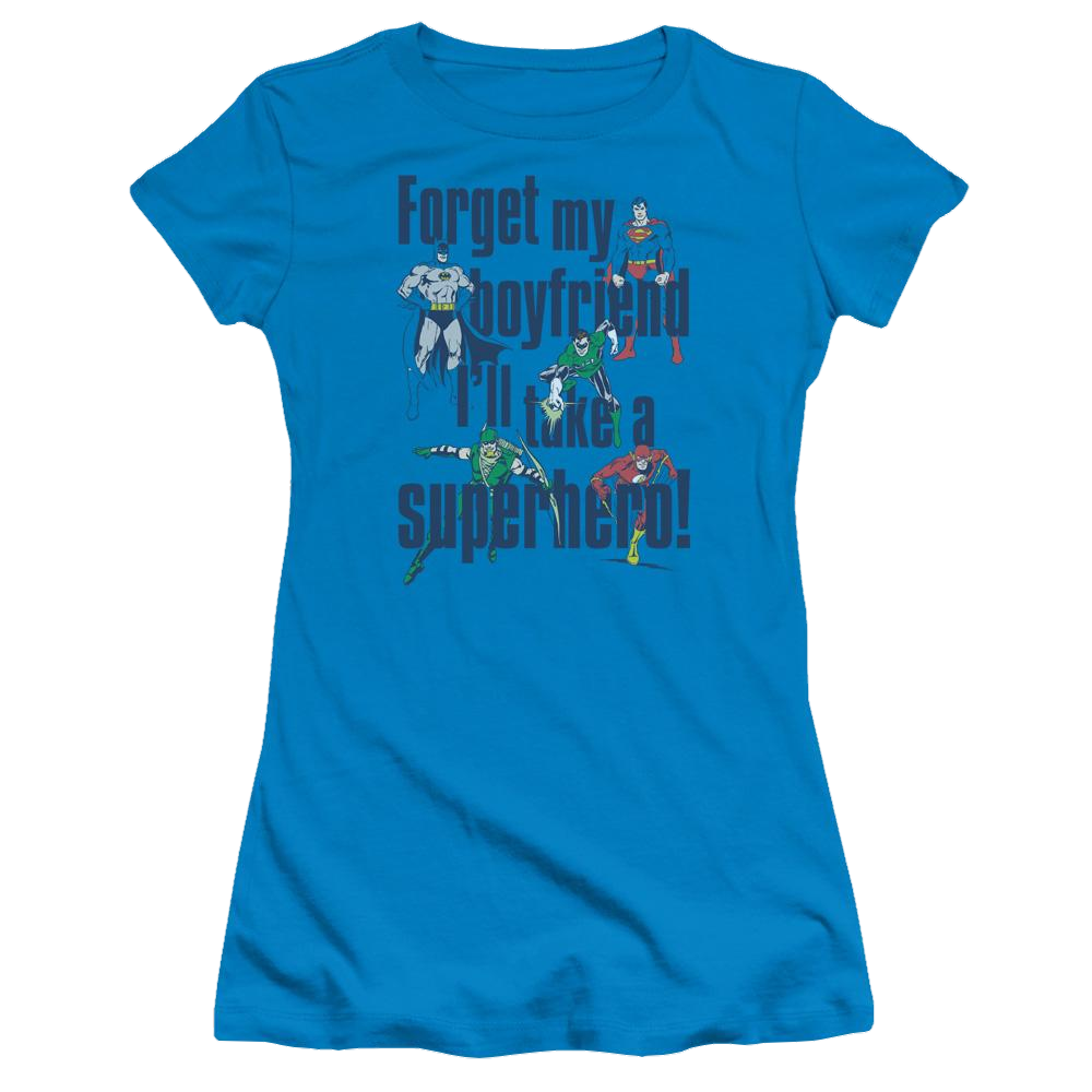 DC Comics Forget My Boyfriend - Juniors T-Shirt Juniors T-Shirt Justice League