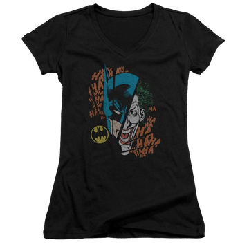 DC Comics Broken Visage - Juniors V-Neck T-Shirt Juniors V-Neck T-Shirt Batman