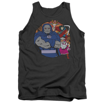 Charcoal men's tank with DC Comics Apokolips Represent graphic