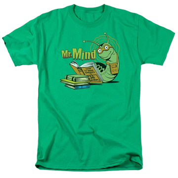 Kelly green men's regular fit t-shirt with DC Comics Mr Mind graphic