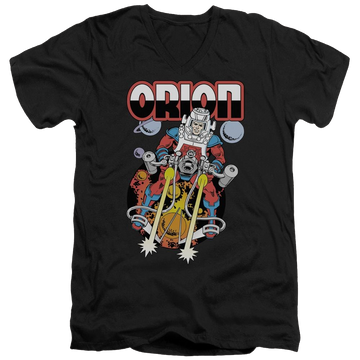 Black men's v-neck t-shirt with DC Comics Orion graphic