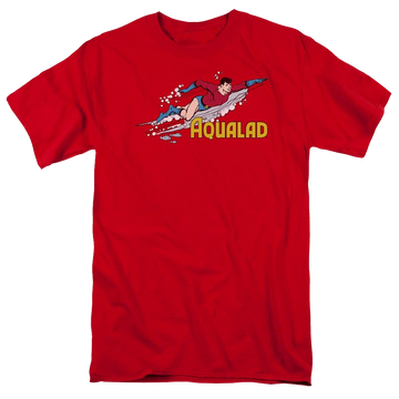 Red men's regular fit t-shirt with DC Comics Aqualad graphic