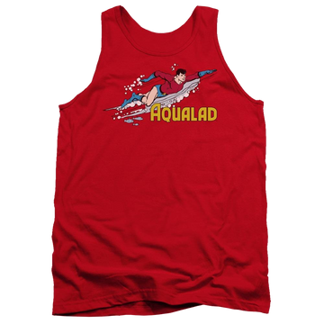 Red men's tank with DC Comics Aqualad graphic