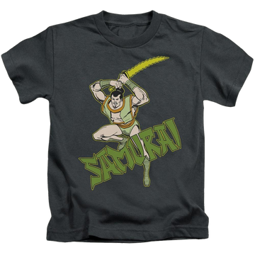 Charcoal kid's t-shirt for ages 4 to 7 with DC Comics More Dc Characters Samurai graphic