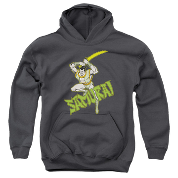 Charcoal youth hoodie for ages 8 to 12 with DC Comics More DC Characters Samurai graphic