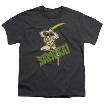 Charcoal youth t-shirt for ages 8 to 12 with DC Comics More DC Characters Samurai graphic