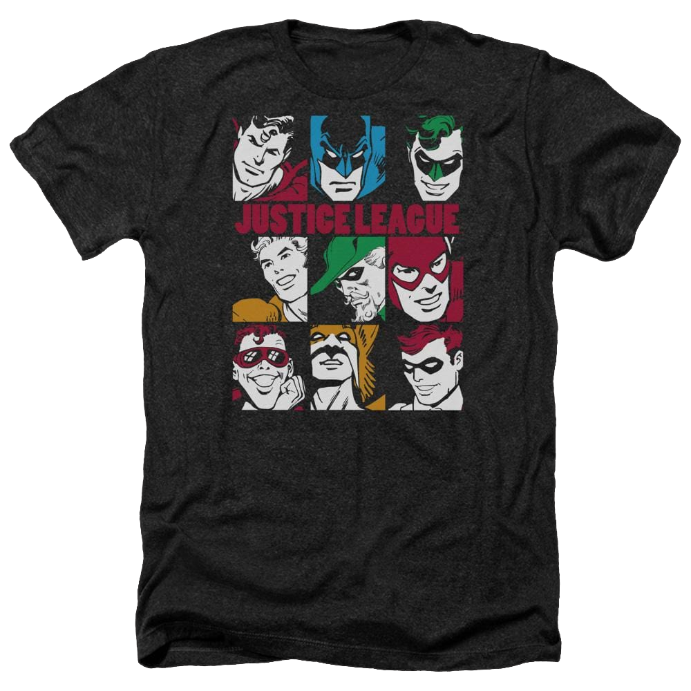 DC Comics Nine Blocks Of Justice - Men's Heather T-Shirt Men's Heather T-Shirt Justice League