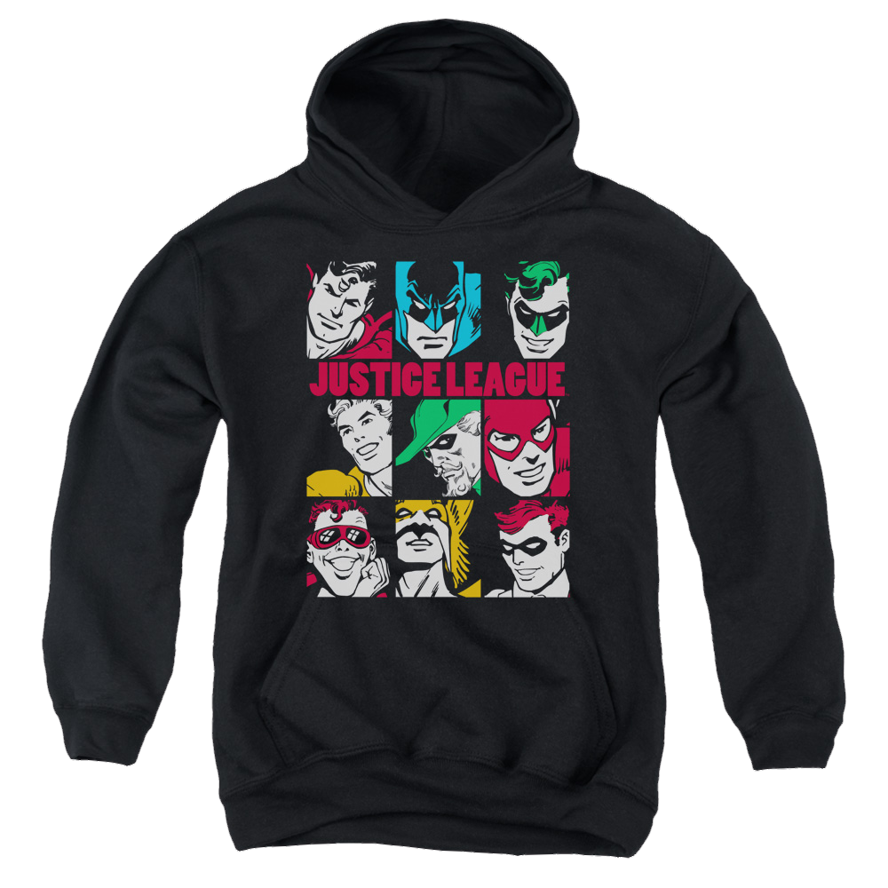 Justice League Nine Blocks Of Justice - Youth Hoodie Youth Hoodie (Ages 8-12) Justice League