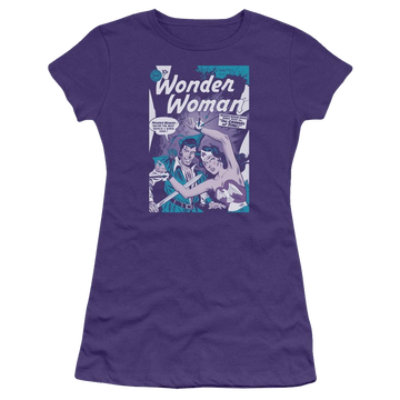 Purple juniors t-shirt with Wonder Woman DC Comics Human Shield graphic