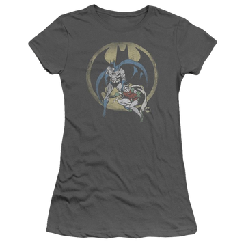 Charcoal juniors t-shirt with Batman DC Comics Team graphic