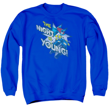 Royal men's crewneck sweatshirt with Batman Batgirl The Night Is Young graphic