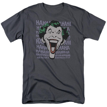Charcoal men's regular fit t-shirt with Joker DC Comics Dastardly Merriment graphic