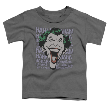 Charcoal toddler t-shirt with Joker Dastardly Merriment graphic