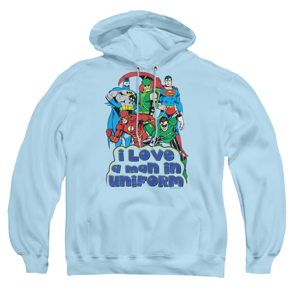 Justice League I Love A Man In Uniform - Pullover Hoodie Pullover Hoodie Justice League