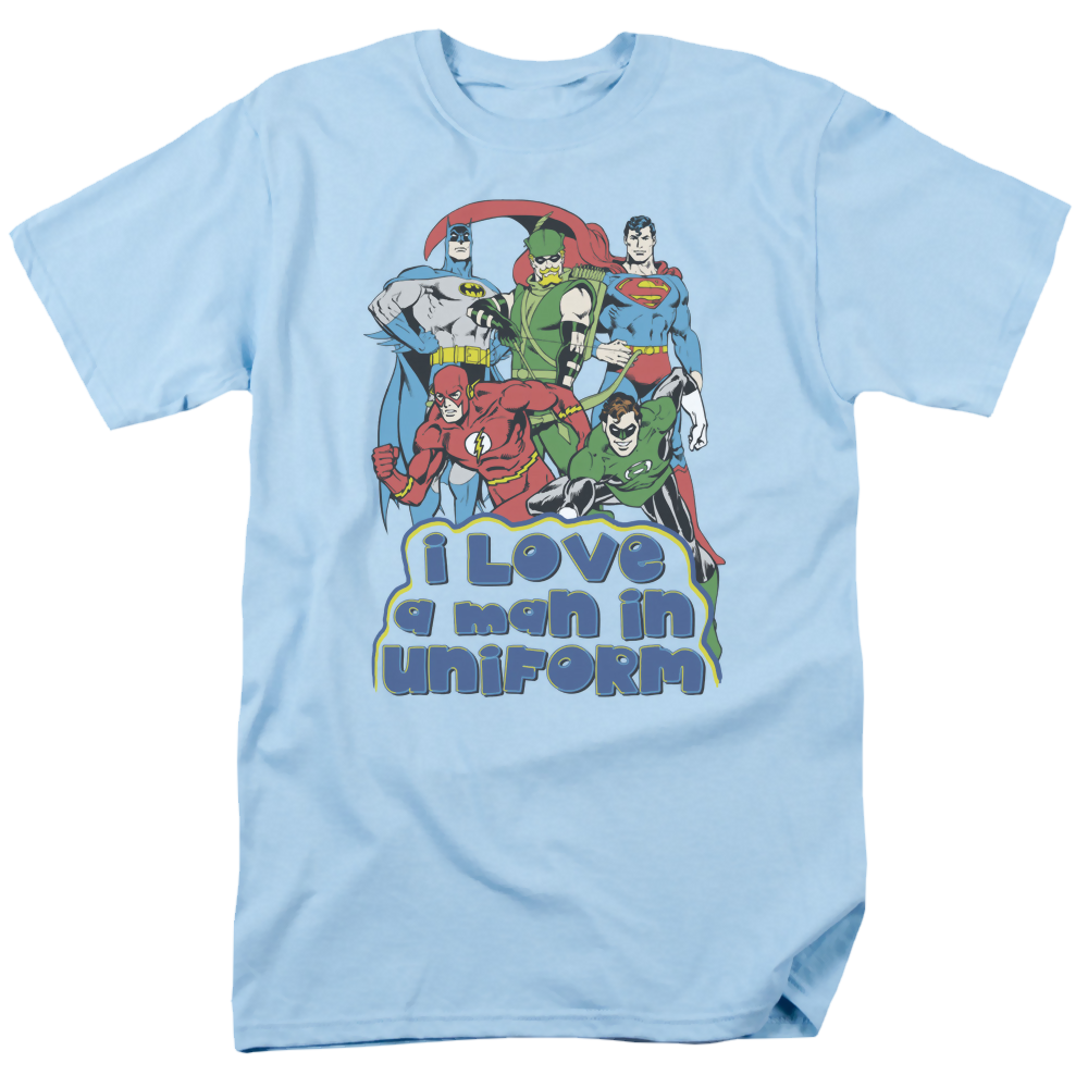 Justice League I Love A Man In Uniform - Men's Regular Fit T-Shirt Men's Regular Fit T-Shirt Justice League
