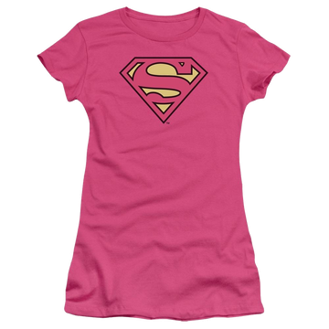 Hot pink juniors t-shirt with DC Comics Superman Classic Logo graphic