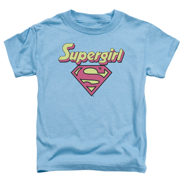 Carolina blue toddler t-shirt with Superman Supergirl Im A Supergirl graphic