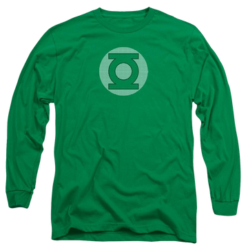 Kelly green men's long sleeve t-shirt with Green Lantern DC Comics Gl Little Logos graphic