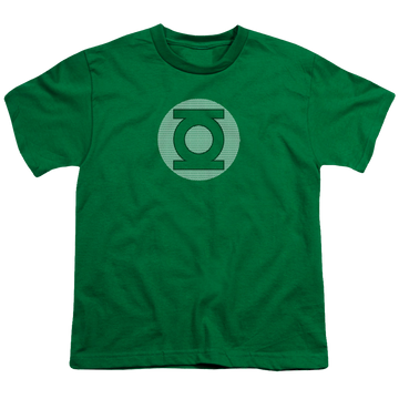 Kelly green youth t-shirt for ages 8 to 12 with Green Lantern Gl Little Logos graphic
