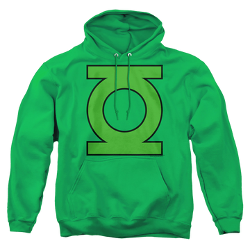 Kelly green pullover hoodie with Green Lantern Gl Emblem graphic