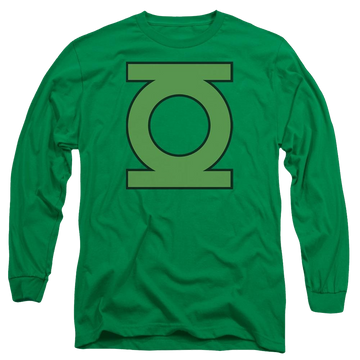 Kelly green men's long sleeve t-shirt with Green Lantern DC Comics Gl Emblem graphic