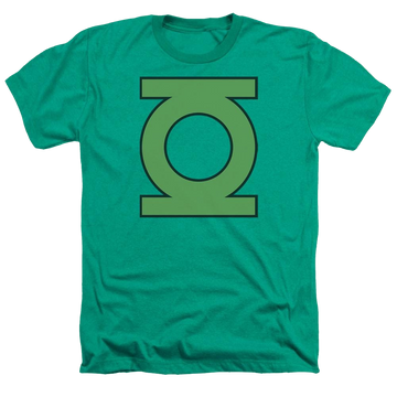 Kelly green men's heather t-shirt with Green Lantern DC Comics Gl Emblem graphic