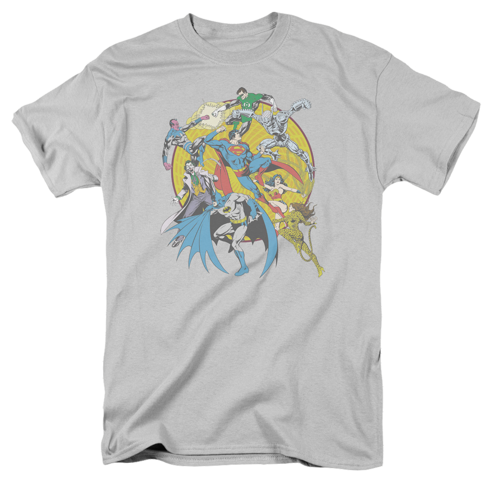 Justice League Spin Circle Fight - Men's Regular Fit T-Shirt Men's Regular Fit T-Shirt Justice League