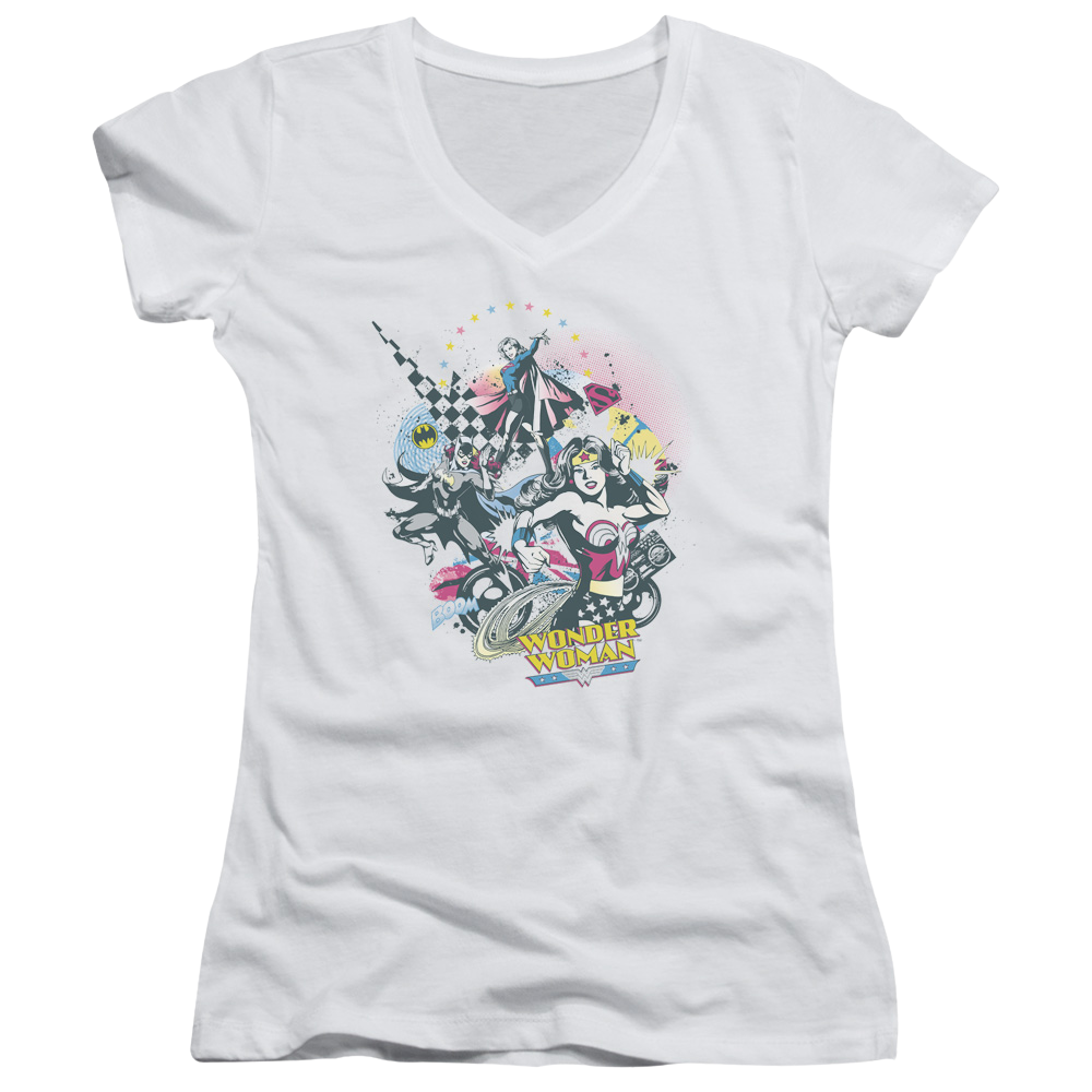 DC Comics Power Trio - Juniors V-Neck T-Shirt Juniors V-Neck T-Shirt Justice League