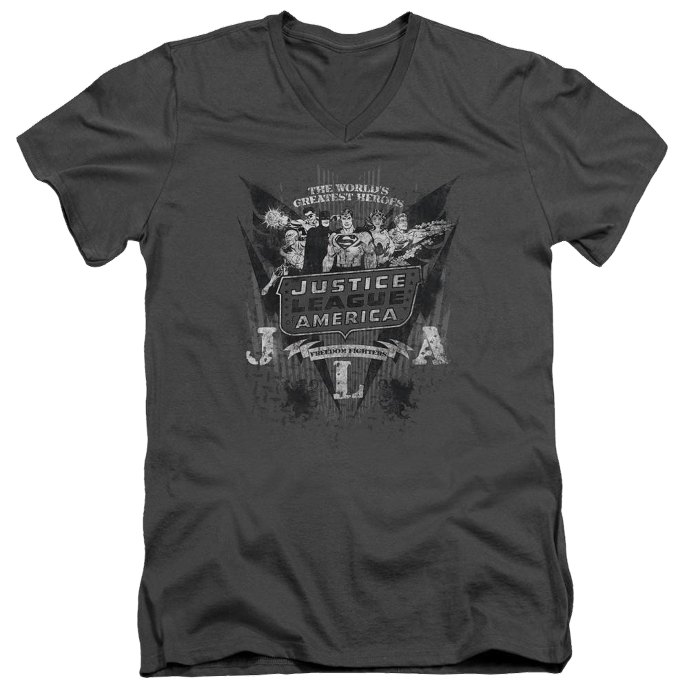 DC Comics Greatest Heroes - Men's V-Neck T-Shirt Men's V-Neck T-Shirt Justice League