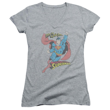 DC Comics On The Job - Juniors V-Neck T-Shirt Juniors V-Neck T-Shirt Superman