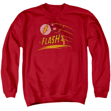 Red men's crewneck sweatshirt with The Flash Like Lightning graphic