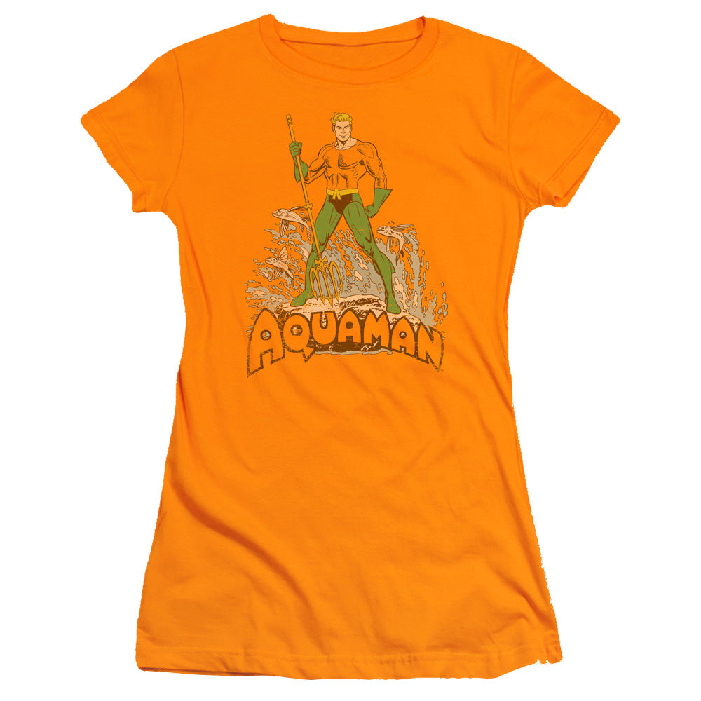Aquaman Aquaman Distressed - Juniors T-Shirt Juniors T-Shirt Aquaman