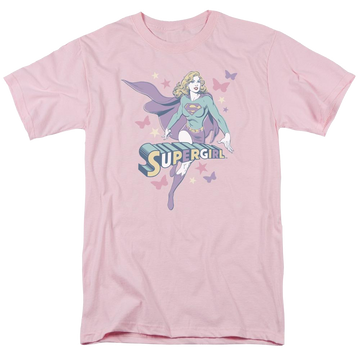 Pink men's regular fit t-shirt with Superman DC Comics Supergirl Pastels graphic