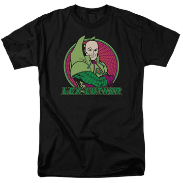 Black men's regular fit t-shirt with DC Comics Lex Luthor graphic