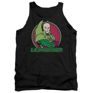 Black men's tank with DC Comics Lex Luthor graphic