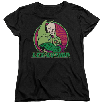 Black women's t-shirt with DC Comics Lex Luthor graphic