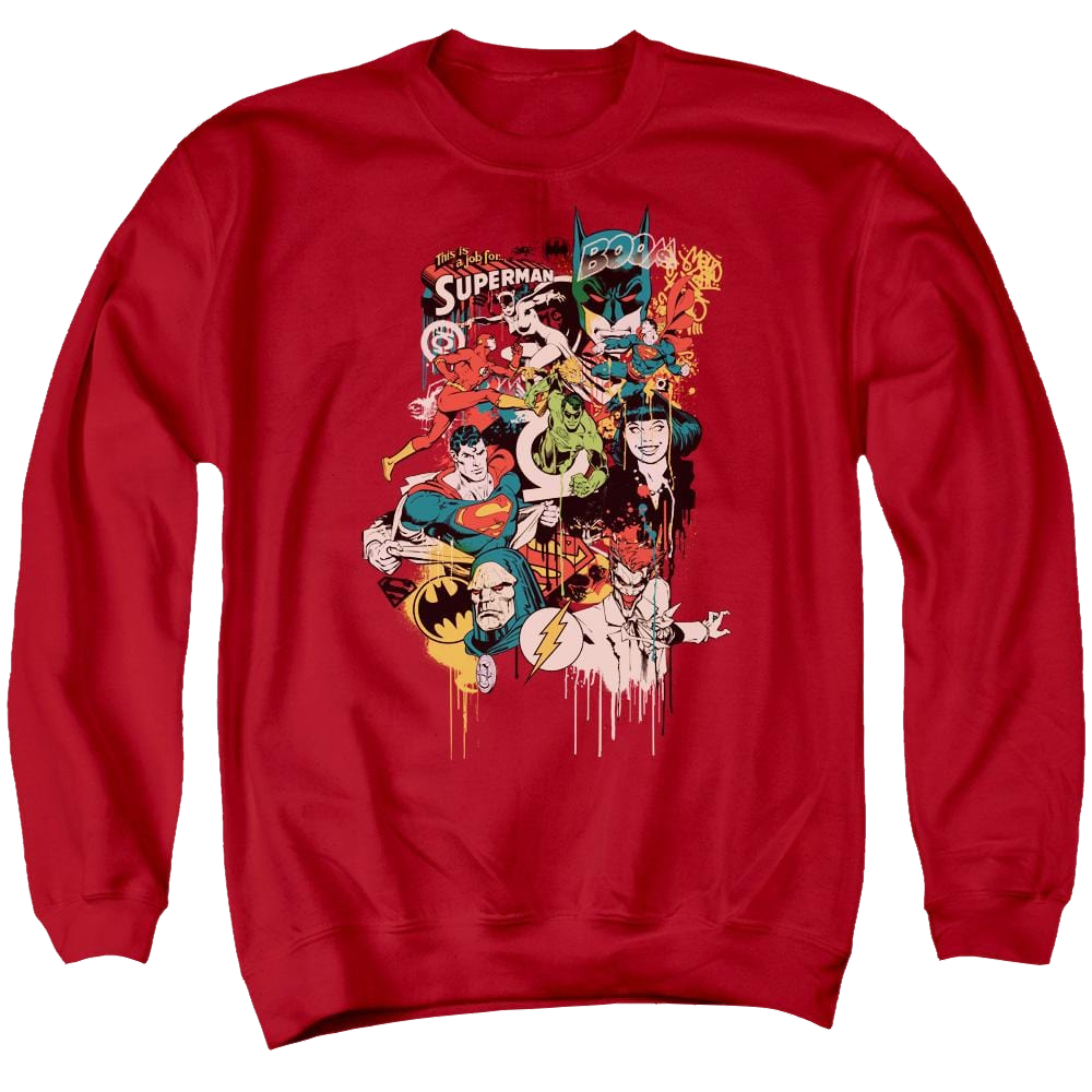 DC Comics Dripping Characters - Men's Crewneck Sweatshirt Men's Crewneck Sweatshirt Justice League
