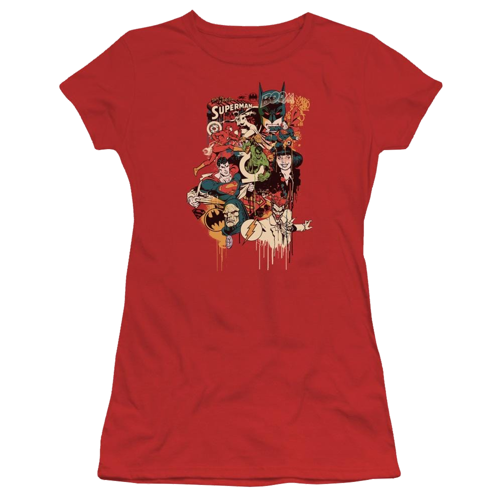DC Comics Dripping Characters - Juniors T-Shirt Juniors T-Shirt Justice League