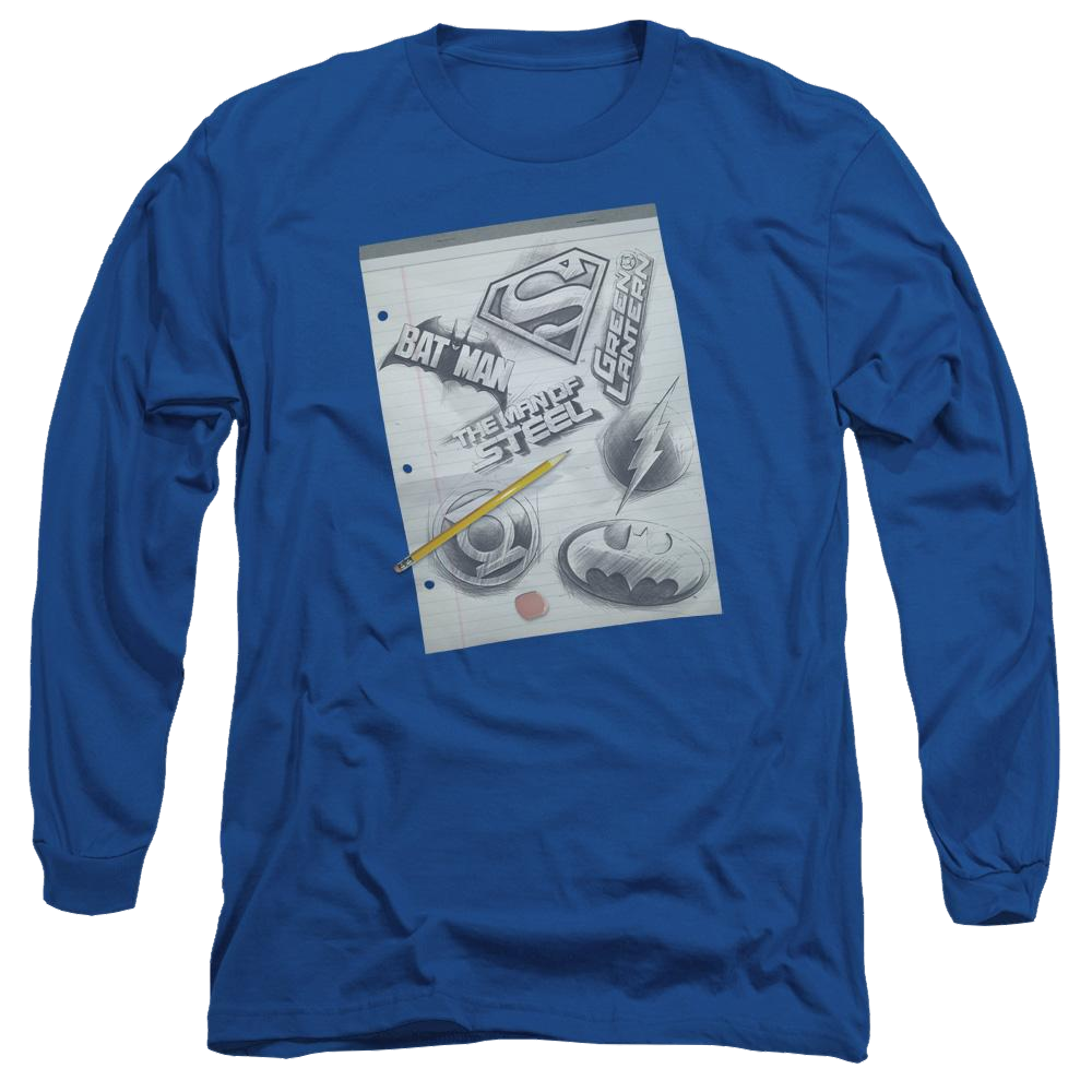 DC Comics Logo Note Paper - Men's Long Sleeve T-Shirt Men's Long Sleeve T-Shirt Justice League
