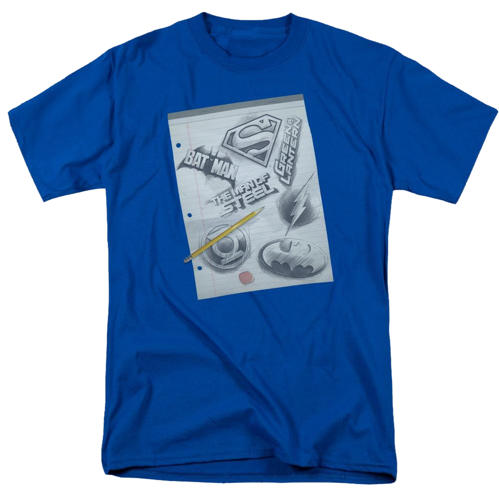 DC Comics Logo Note Paper - Men's Regular Fit T-Shirt Men's Regular Fit T-Shirt Justice League